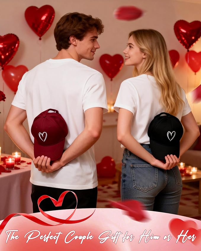 Zando 2026 Trendy Heart Baseball Caps for Women Men Girls Dad Adjustable Cute Cotton Trucker Hat for Casual Travel Sports