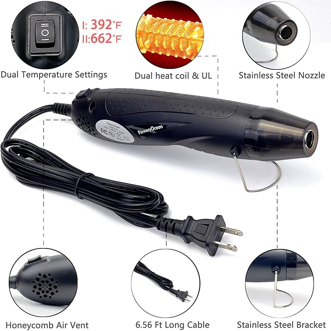 Mini Heat Gun+Reflector Nozzle Kit 350W Fast Heat Hot Air Gun Overload - Image 4