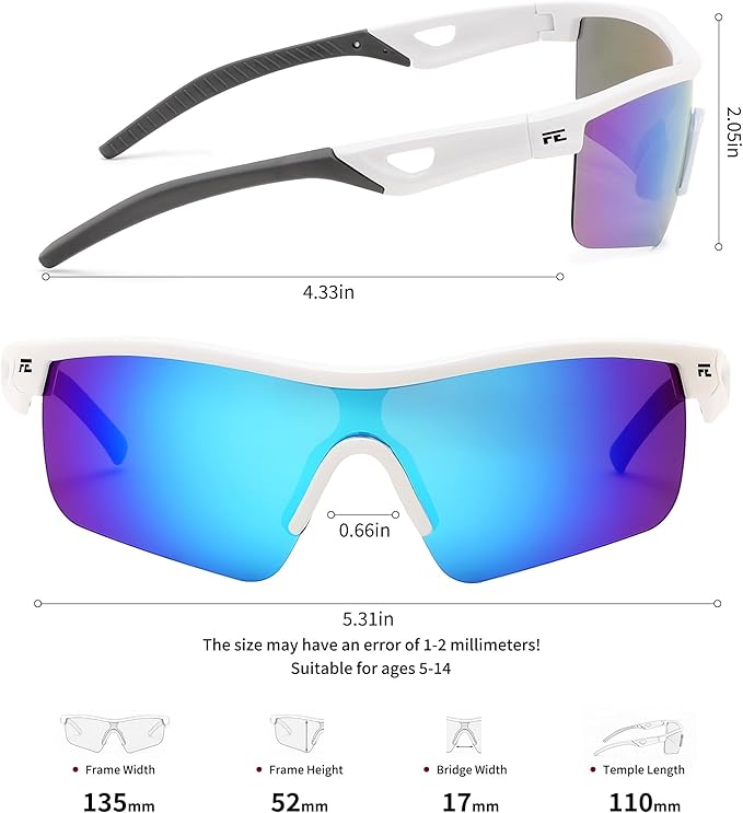 FEISEDY Kids Teens Baseball Polarized Sunglasses Sports TR90 Frame Boys Girls Cycling B2454
