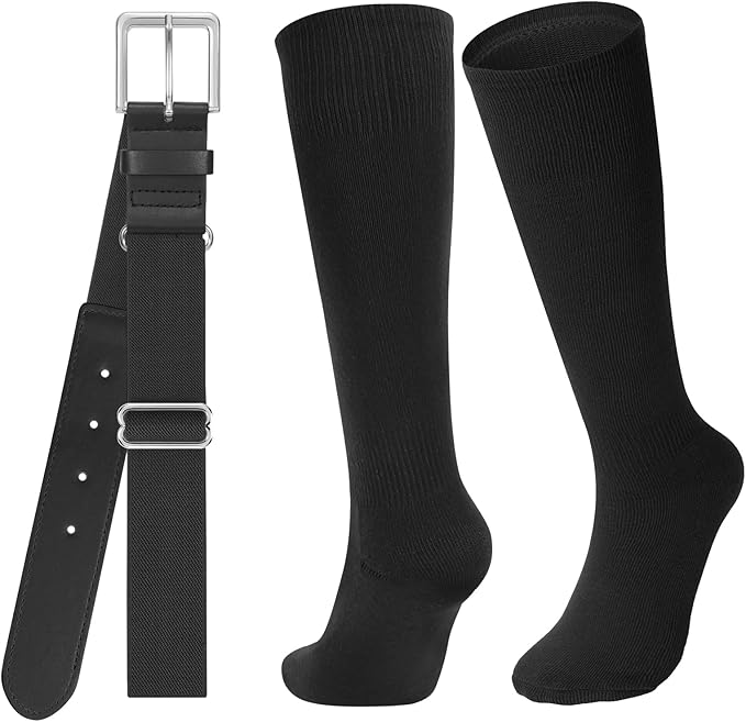 Baseball Socks and Belt for Youth Adult Softball Socks Combo Elastic Waist Belt for Men Kids Boys Girls Women JASGOOD