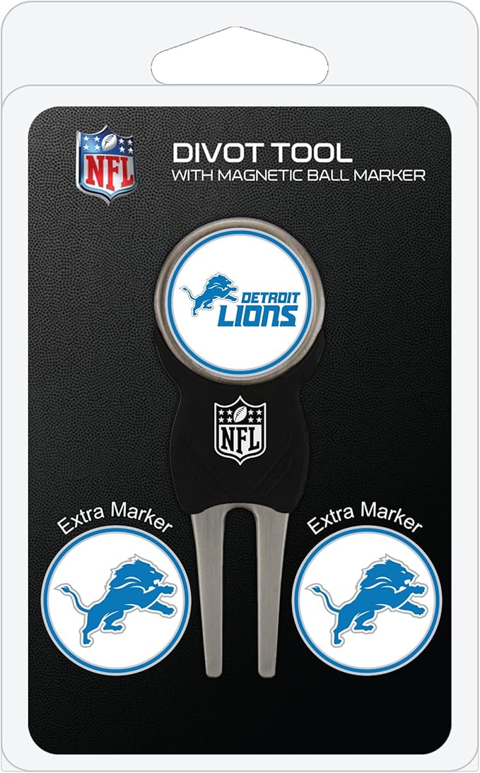 Team Golf NFL Divot Tool with 3 Golf Ball Markers Pack, Markers are Removable Magnetic Double-Sided Enamel