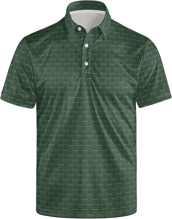 Golf Polo Shirts for Men Funny Print Short Sleeve Golf Shirts Performance Golf Polos