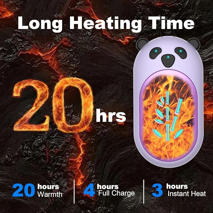 ‎Hand Warmers 2 Pack,Hand Warmers Rechargeable 6000mAh 20Hrs Long Safe Heat AI Smart Chips,Portable Pocket Heater,Gifts for Birthday,Outdoor,Golf,Hunting,Camping Accessories