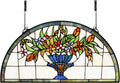 24 inch Flower Stained Glass Window Hanging Half Moon Shade, 100% Real Stained by YonLouky