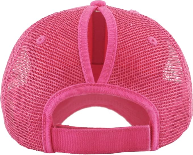 Classic Plain Ponytail Messy High Bun Headwear Adjustable Cotton Trucker Mesh Glitter Hat Baseball Cap