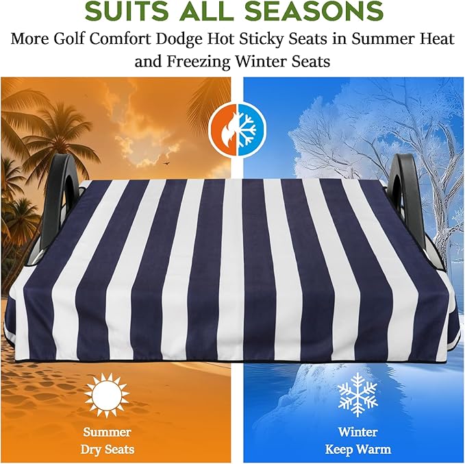 Golf Cart Seat Covers Club Car Golf Cart Accessories for Men Women Golf Carts Seat Towel Blanket 2-Seat Golf Cart Decorations