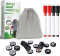 ZPU 24 Picese Football Magnets Set with 2 Dry Erase Black Marker Pens, 2 Red Marker Pens, 1 Storage Bag, Tactics Strategy Board Coaches Clipboard Accessories (Board NOT Included)