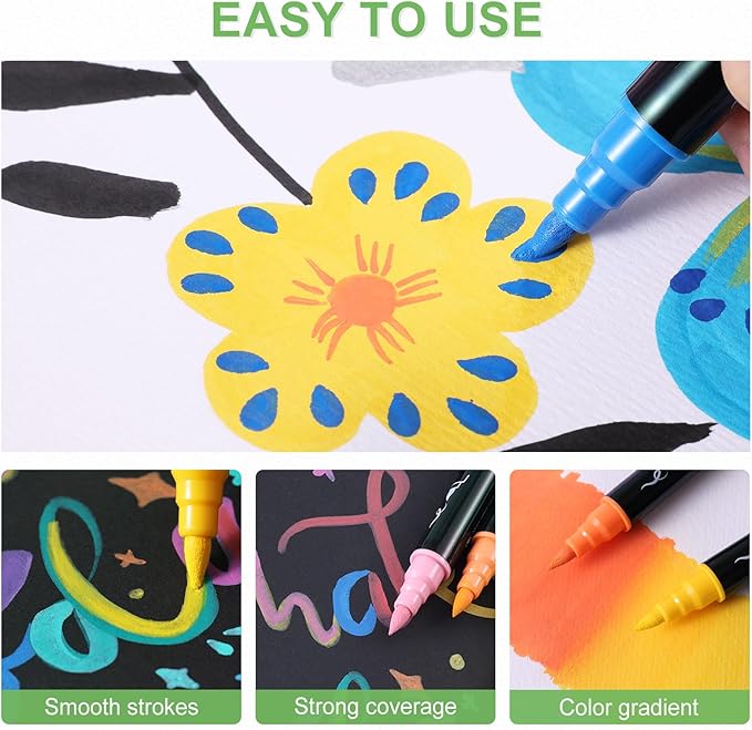 80 Colors Acrylic Paint Markers, Waterproof Dual Tip Acrylic Paint Pens - Image 4