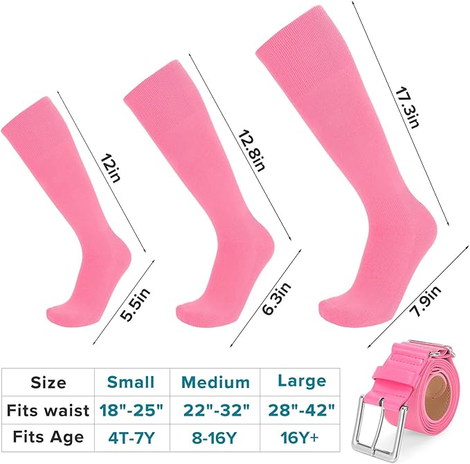 Baseball Socks and Belt Combo for Youth Adult - Softball Socks and Belt for Boys and Girls