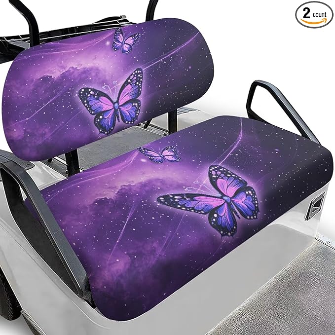 Suobstales Golf Cart Front and Rear Seat Cover Set for EZGO TXT RXV & Club Car DS 2 Passenger, Washable Bench Seat Covers Kit