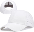 Women’s Ponytail Baseball Cap, Quick-Dry Sport Caps Hat with Breathable Daisy Perforations for Running, Tennis, Golf