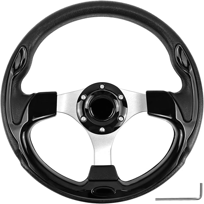 Golf Cart Steering Wheel, Skid Steering Wheel, Universal Golf Cart for Club Car EZGO RXV and TXT, Yamaha, Precedent Tempo, DS