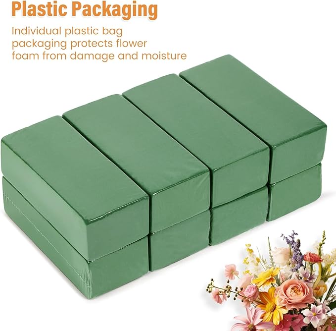 8 Pcs Floral Foam Blocks for Flower Arrangement Wet and Dry Green Floral Foam - Image 2