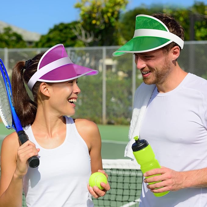 14 Pack Unisex Sun Visors Plastic Clear Cap Candy Color Transparent Tourist Visor Cap Colorful Poker Hat