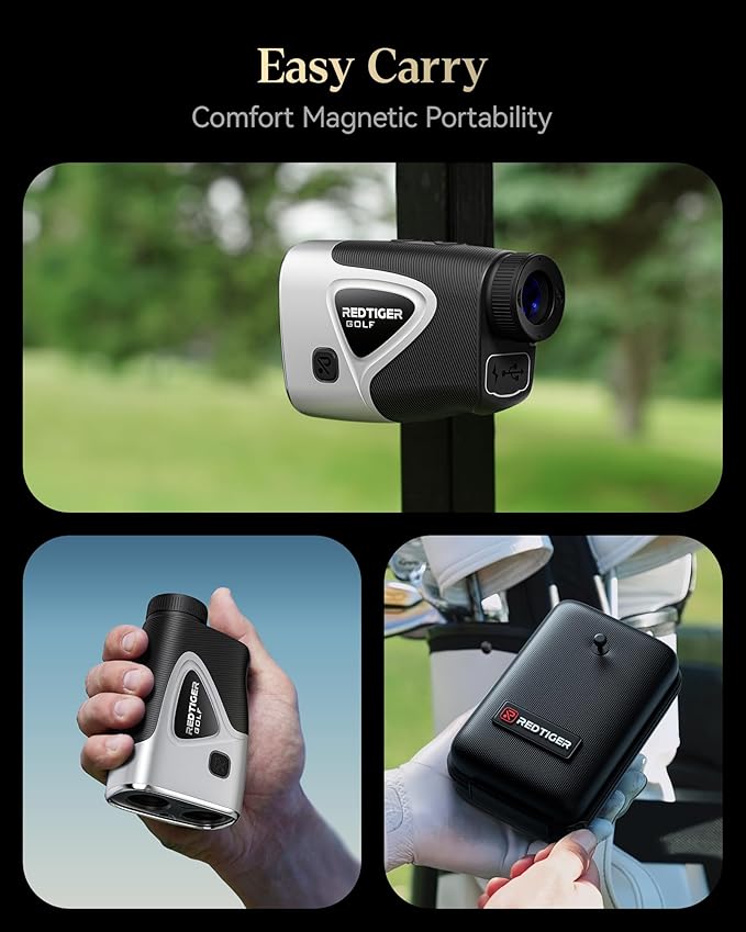 REDTIGER Range Finder Golf, 1200 Yards Golf Rangefinder with Slope, Light-Adaptive Display, 7X Magnification, Flag Lock Vibration, Rechargeable Laser Range Finder with Magnet, GolfVue Series 2