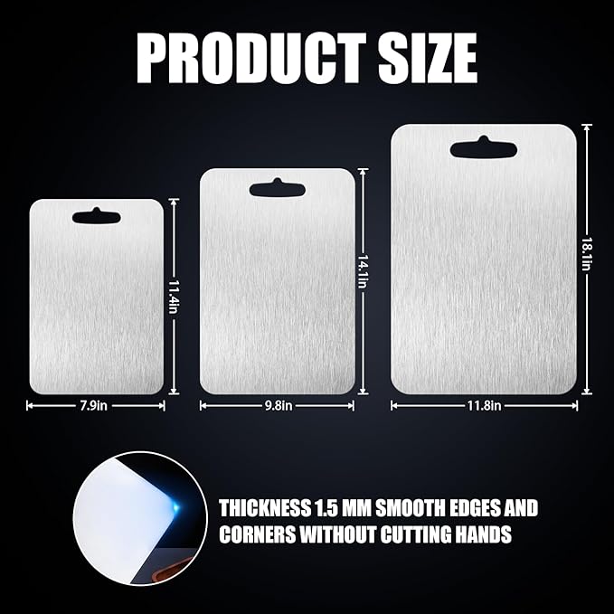 Cutting Board Double Sided, Large Size+Small Size, Food Grade Stainless steel - Image 7