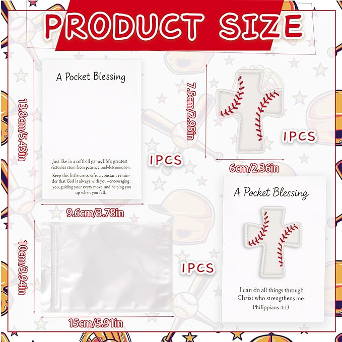 Gosodeny 6 Set Baseball A Pocket Blessing with Gift Cards Pockets Blessing Baseball Encouragement Gifts nspirational Baseball Keepsake for Players and Coaches Sports Lovers Team