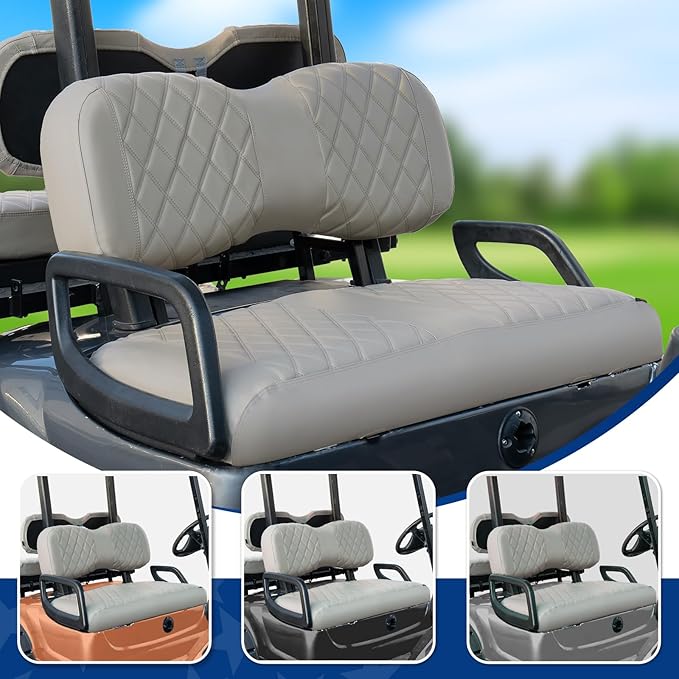 NOKINS 4PCS Golf Cart Diamond Seat Covers Kit,Front and Rear Seat Covers for Club Car Precedent/EZGO TXT/Yamaha Original Regular Seat Cushion (Oysters Grey, Fit Yamaha Drive/Drive 2)