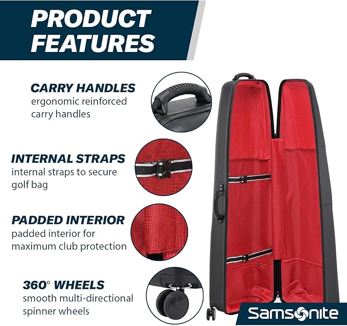 Samsonite Tour Classic Golf Hard Case Golf Travel Bag, Lightweight & Durable ABS Shell, 360 Degree Multi-Directional Wheels