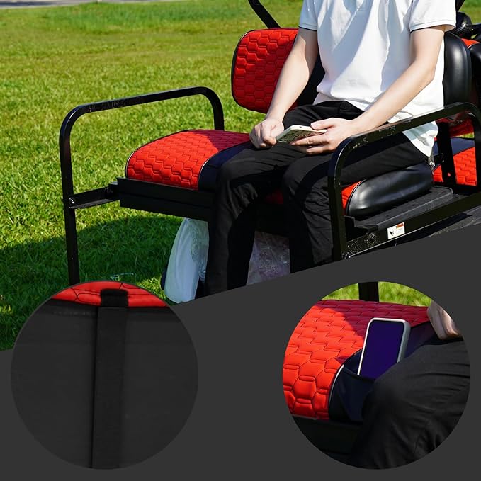 Golf Cart Seat Covers for EZGO TXT Club Car DS Gas or Electric OEM Regular Seat Cushion, No Staple, Golf Cart Vinyl Replacement Seat Cover
