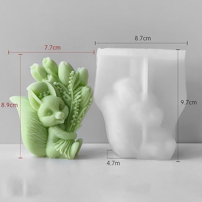 Squirrel Tulip Candle Resin Mold - Image 4