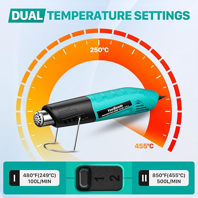 Heat Gun, 380W Fast Heat Mini Hot Air Gun - Image 3