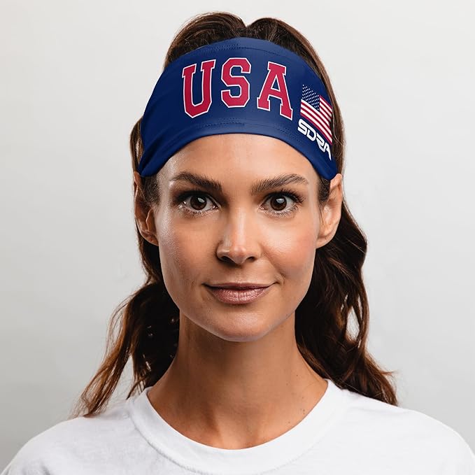 Suddora Country Flag Headbands, Wide National Flag Headbands for Sports Events, Non-Slip Fabric Sweatbands for Soccer, Tennis, Workout, Costume