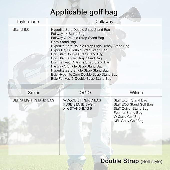 Golf Bag Strap Replacement Comfort Double Shoulder Adjustable Strap Padded Golf Carrying Bag Strap