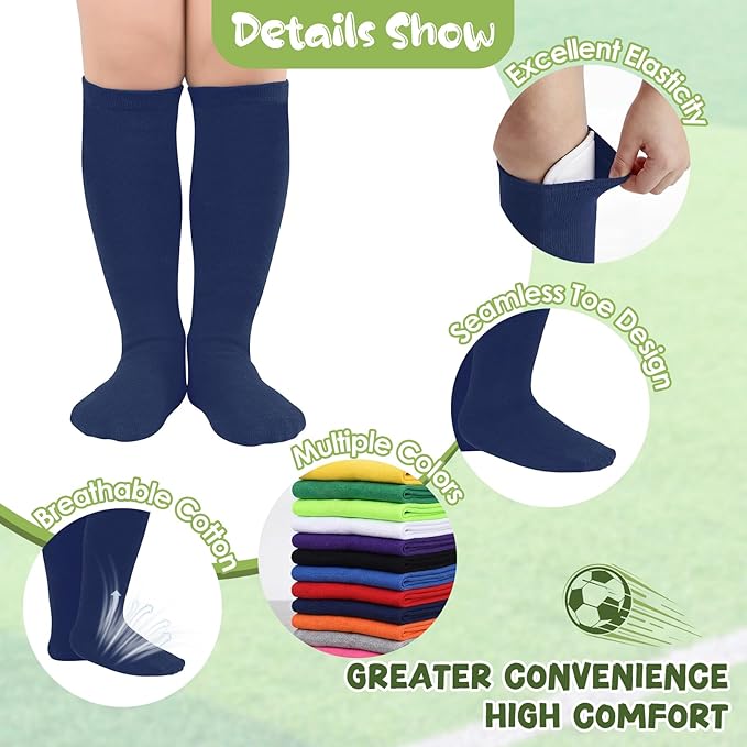 American Trends 2 Pairs Baseball Soccer Socks Youth Boy Girl Kids Toddler Softball Football Tball Socks Knee High Accessories