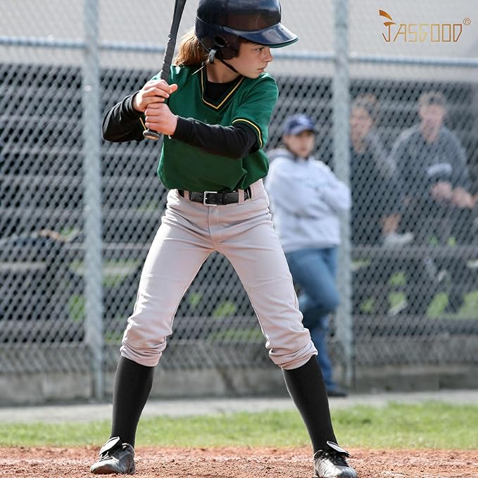 JASGOOD 2 Pack Baseball Socks and Belt Combo Set Softball Socks and Belts Elastic Waist Belt for Youth and Adult Boys