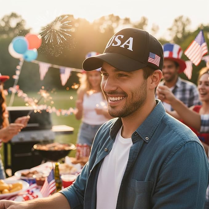 USA Flag Baseball Cap American Patriotic Trucker Hat Father Dad Mother Mom Adjustable Sportswear Hat for Men Women Adults