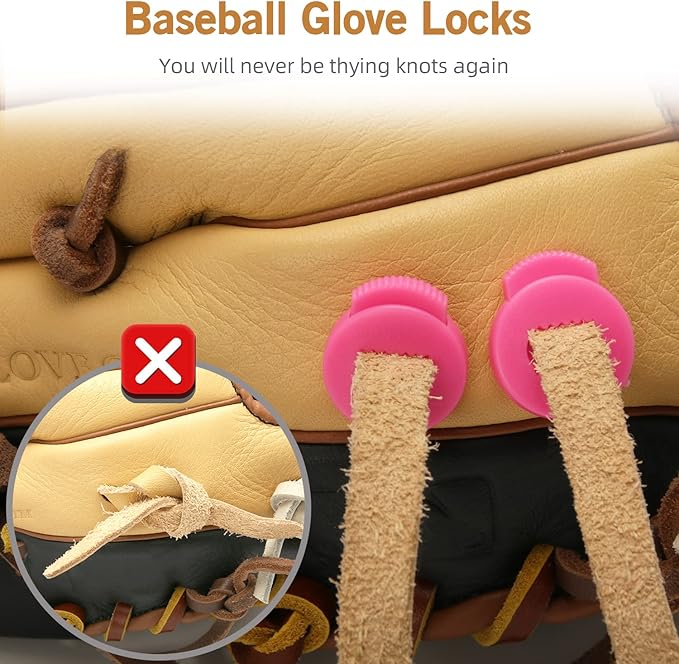 AliBall Glove Locks, Lace Locks for Baseball Glove 8 Pack, Never Need Thying Knots Again, Strong Elasticity, Made Plastic and Springs, Fits All Gloves, Baseball Gloves Accessories