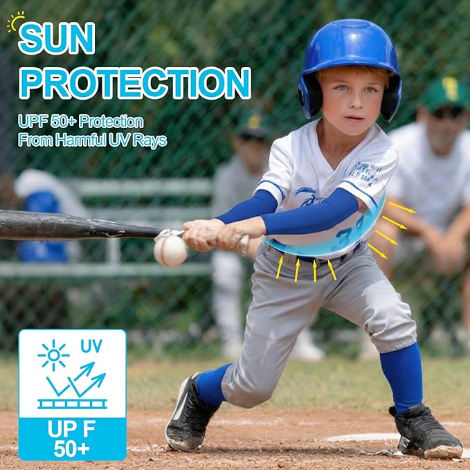Baseball Arm Sleeves for Kids 20 Pairs UV Sun Protection Cooling Compression Sleeves to Cover Arms for Boys Girls