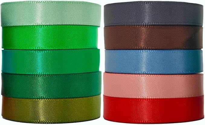 3/8 Inch Assorted Satin Ribbon Set, 50 Yards Double Faced Pack, Into The Forest by XYMAO