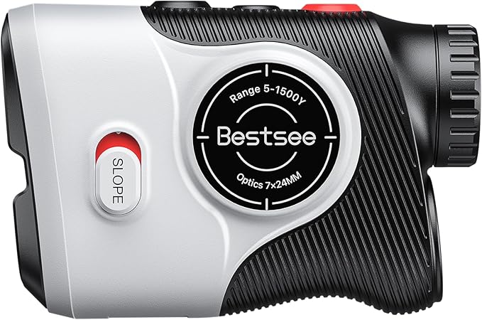 Bestsee Golf Rangefinder with Slope & Red Backlight, 1500Yards Laser Range Finder, 0.3s FlagLock Vibration, 7X Magnification, Magnet Stripe, 85% Transmission Lens for Golfing/Hunting, Golf Accessories