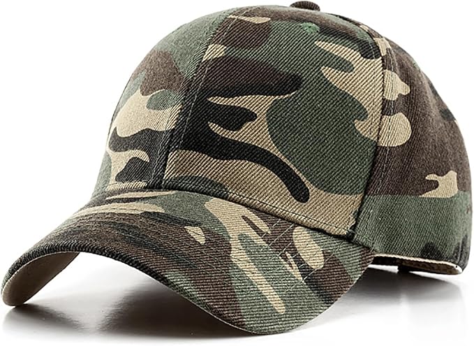 4 Pack Camo Baseball Caps, Unisex Structured Plain Baseball Hats, Army Military Camouflage Hat for Sport Tactical Game