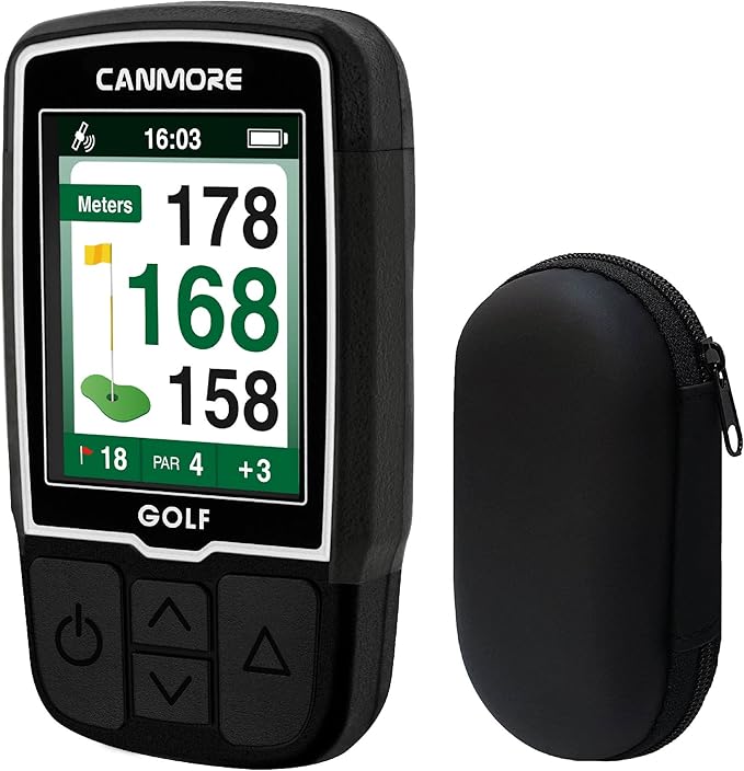 CANMORE HG200 Golf GPS Handheld & Case - Full-Color Display with 41,000+ Essential Golf Course Data and Score Sheet - Water Resistant, Black