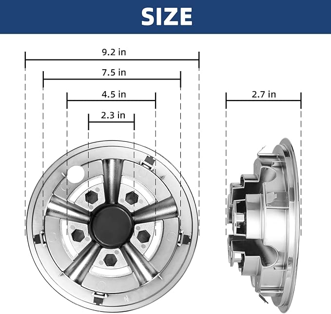 NOKINS Golf Cart SS Wheel Covers Hub Caps for Most Golf Carts 8 inch(Set of 4)