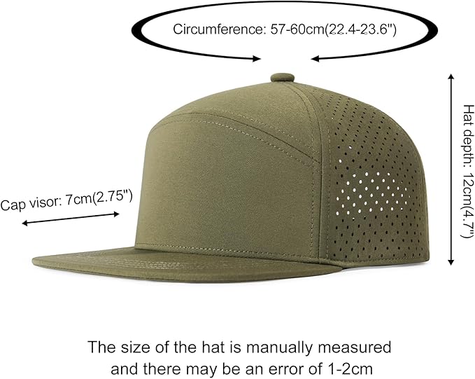FEINION Men Flat Brim Adjustable Performance Hat Snapback Laser Perforated Baseball Cap