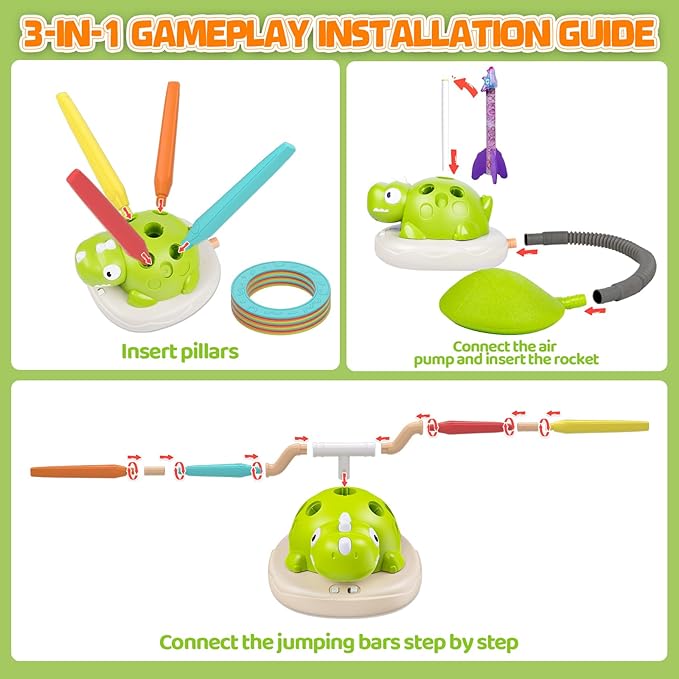 Aliex 3 in 1 Dinosaur Musical Jumping, Toss Ring and Stomping Launch Rocket - Image 6