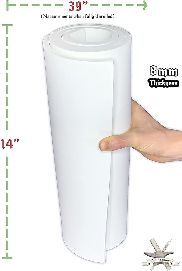 Shape Retention EVA Cosplay Foam 8mm 14x39 inch White or Black High Density EVA - Image 4