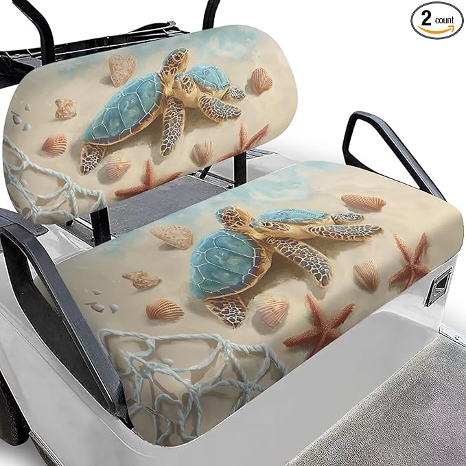 Suobstales Golf Cart Front and Rear Seat Cover Set for EZGO TXT RXV & Club Car DS 2 Passenger, Washable Bench Seat Covers Kit