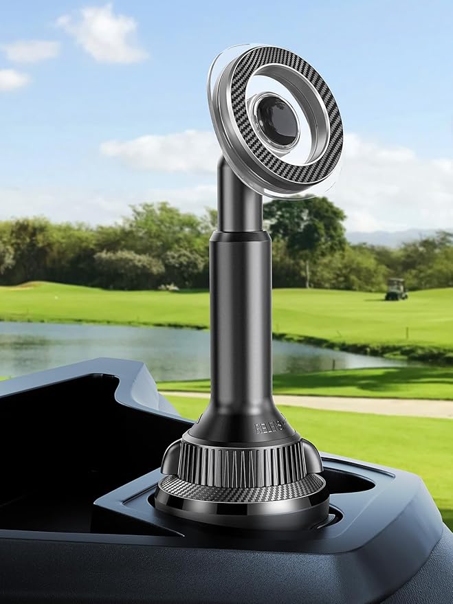 ICARMOUNT Golf Cart Phone Holder, Strong Magnetic Cup Holder Cell Phone Mount for iPhone 17 16 15 14 13 12, Golf Cart Accessories for EZGO/Club Car/Yamaha/Icon, Golfer Gifts for Men Women (MagSafe)