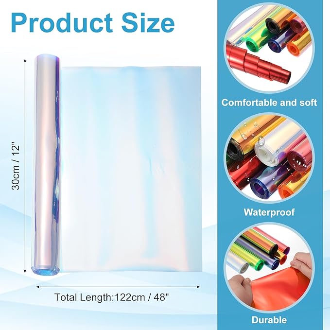 MECCANIXITY Holographic Clear PVC Vinyl Film Holographic PVC Fabric Waterproof - Image 2