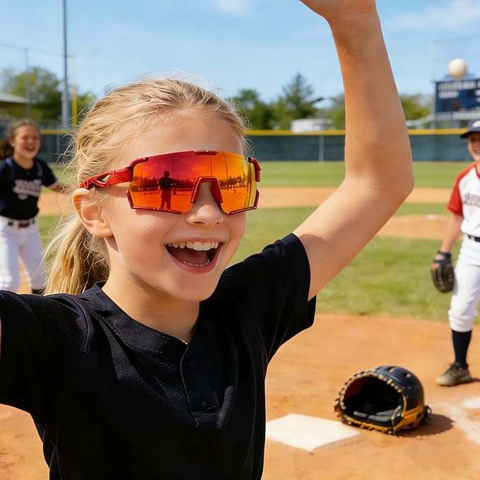 YDAOWKN Kids Sunglasses Youth Baseball Sunglasses Boys Girls Softball Cycling UV400 Protection Sports Goggles
