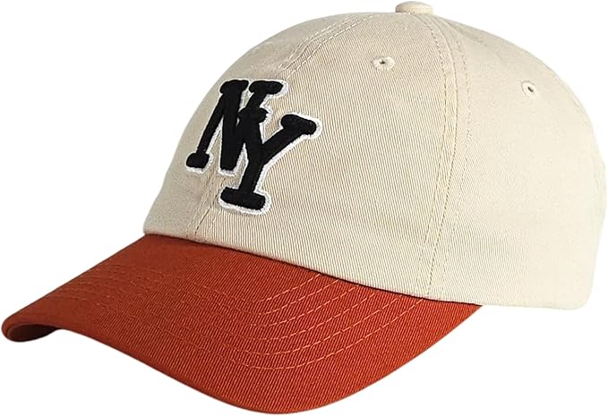 NY 3D Embroidered Cotton Dad Hat – New York Baseball Cap, Adjustable Metal Buckle Strap, Unstructured Low-Profile Style