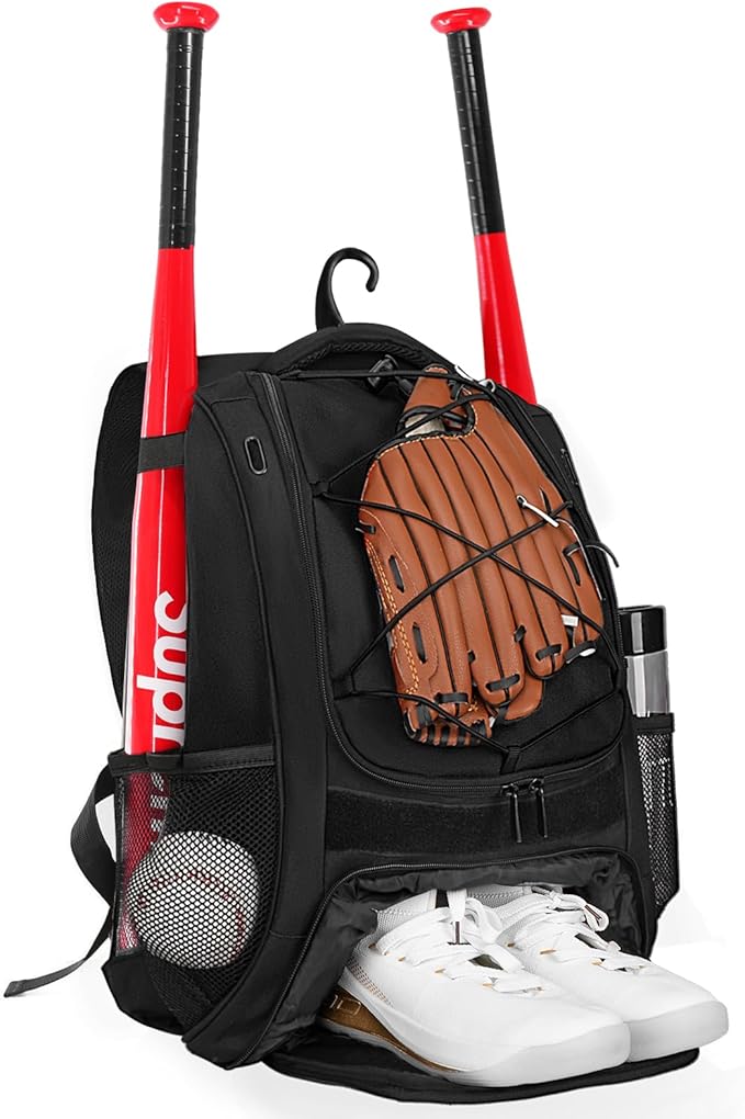 Goloni | Baseball Backpack,Baseball Bag for Adult,Softball Bat Bag with Shoes Compartment,Large Main Compartment for Helmet & accessories, Fence Hook