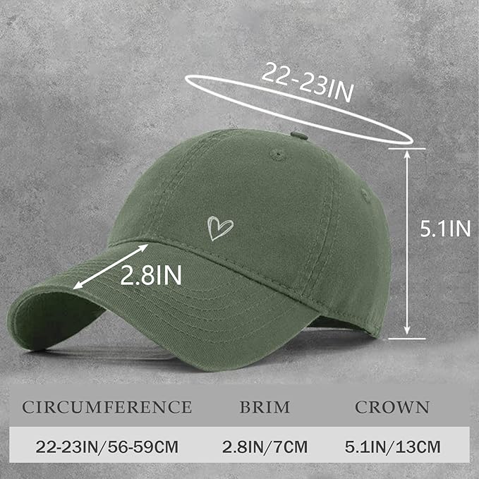 Pairxily Vintage Heart Embroidered Baseball Cap Distressed Adjustable Hat for Women Low Profile Dad Hats Unisex Cotton Cap