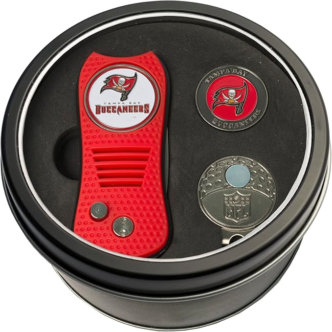 Team Golf NFL Gift Set Switchblade Divot Tool, Cap Clip, & 2 Double-Sided Enamel Ball Markers, Patented Design, Less Damage to Greens, Switchblade Mechanism