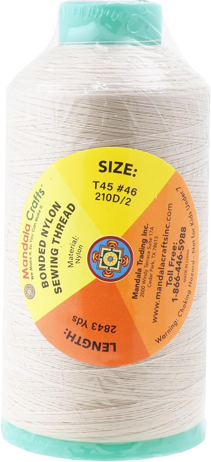 Mandala Crafts Bonded Nylon Thread Off White Heavy Duty Sewing Threads - Image 3
